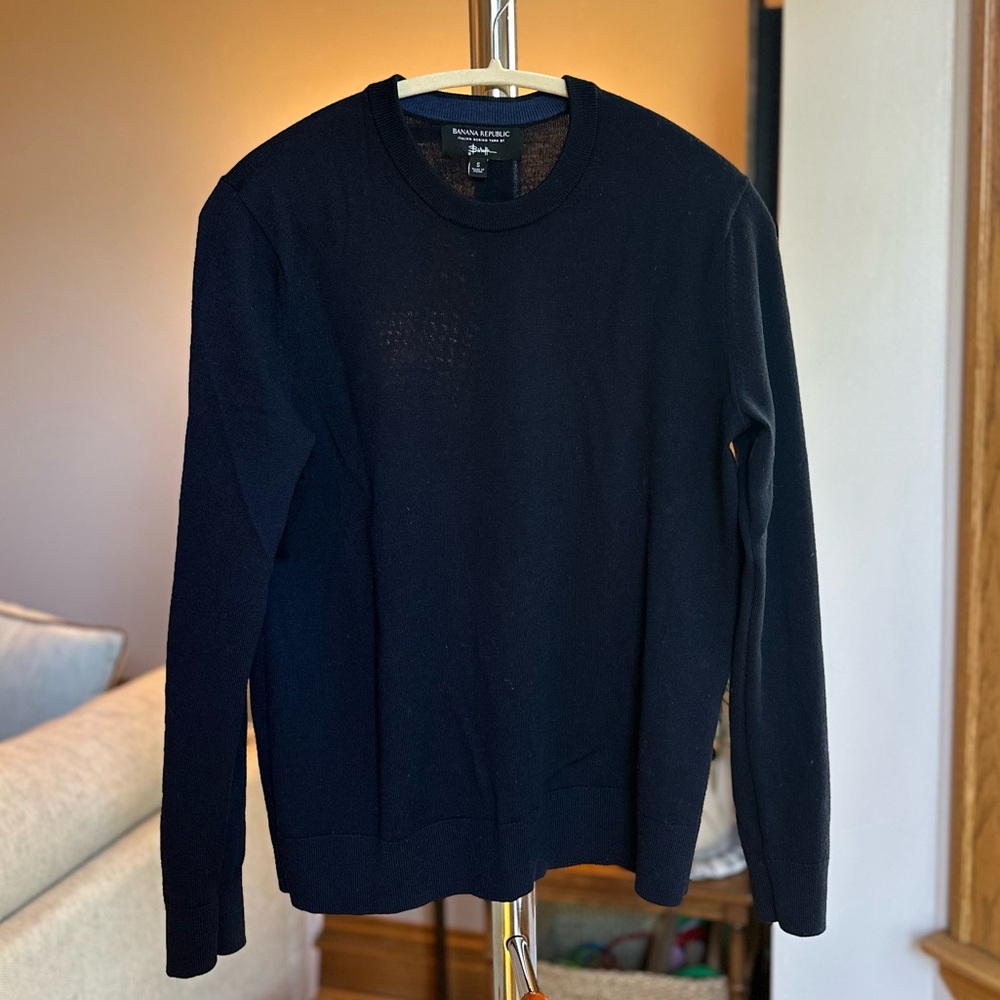 Banana Republic Navy Merino Wool Crewneck Sweater